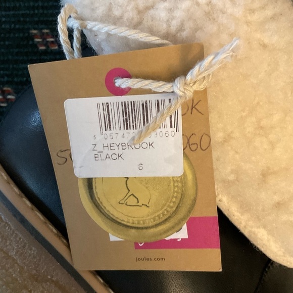 Joules Heybrook Booties Ankle Boots Black Leather Shearling Fold Cuff US 6 NWT - Picture 7 of 7